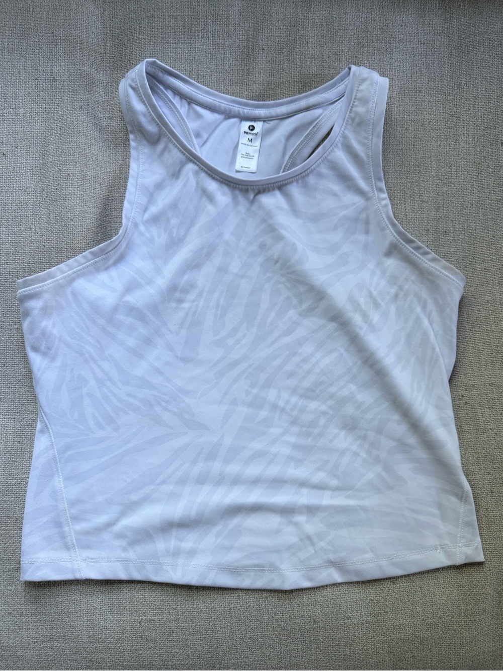 90 Degree by Reflex White Zebra Print Racerback Tank Size Medium